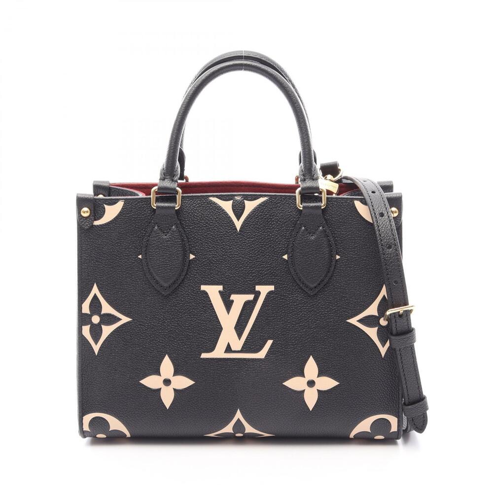Louis Vuitton OnTheGo Bicolor Monogram Empreinte Handbag Leather Bag Black Beige
